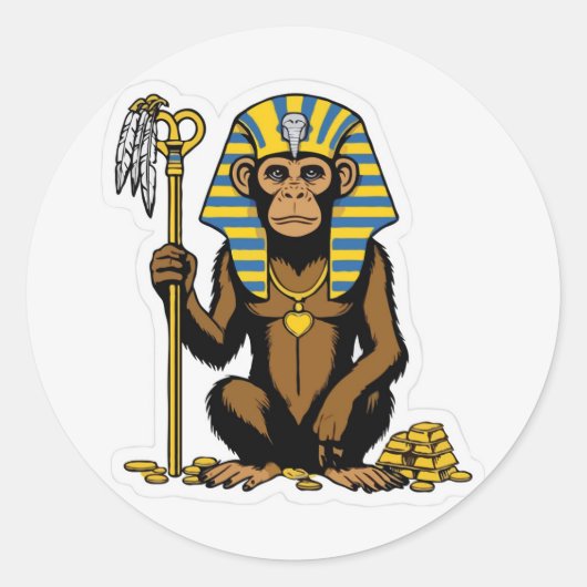 Egyptisch Baboon Gold Treasure Sticker (Voorkant)