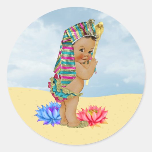 Egyptisch Baby shower Sticker met  Baby (Voorkant)