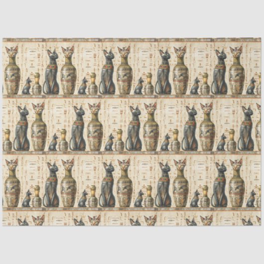 Egyptisch Bastet Kat God Hieroglyfisch Tissuepapier (Voorkant)