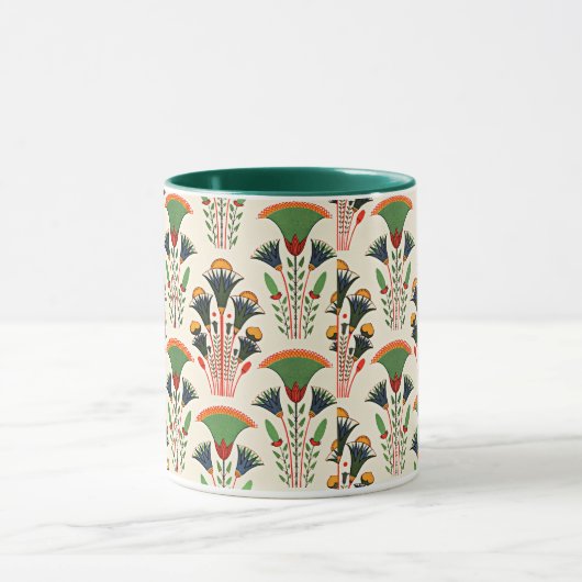 Egyptisch bloemenpatroon, kleurrijk ontwerp mok (Midden)