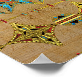 Egyptisch Cross - Ankh Ornament op papyrus Poster (Hoek)
