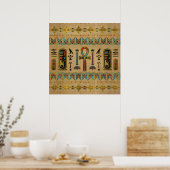 Egyptisch Cross - Ankh Ornament op papyrus Poster (Keuken)