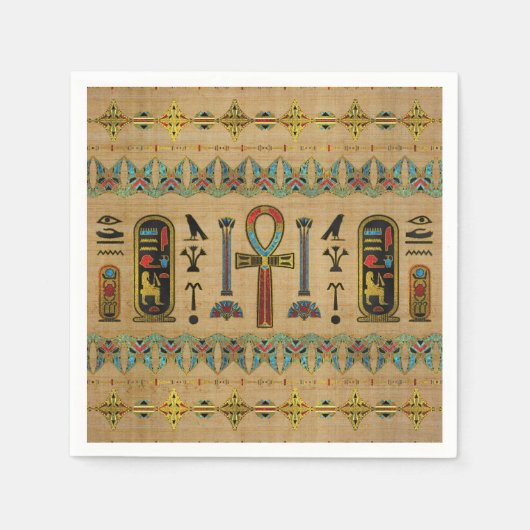 Egyptisch Cross - Ankh Ornament op papyrus Servet (Voorkant)