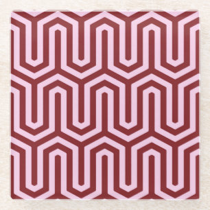 Egyptisch Deco-motief - bordeauxrood en roze Glazen Onderzetter