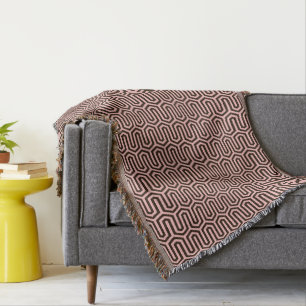 Egyptisch Deco motief - roze en chocolade Deken