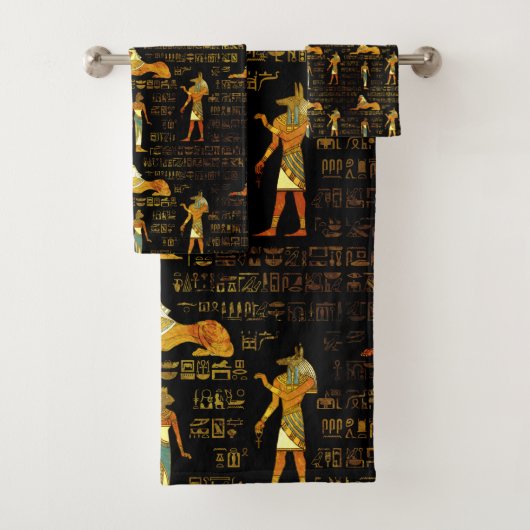 Egyptisch decoratief hiërogliefen patroon bad handdoek (Insitu)