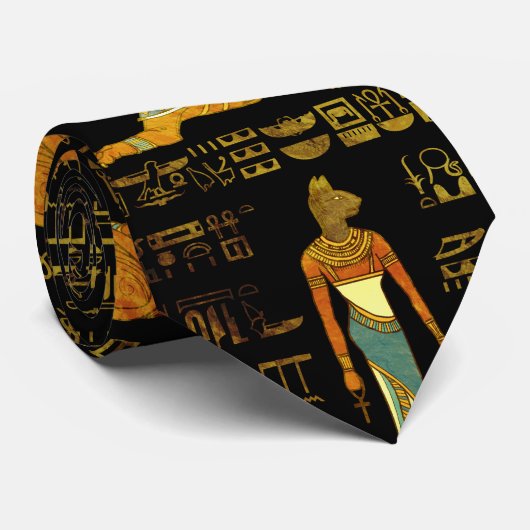 Egyptisch decoratief hiërogliefen patroon stropdas (Opgerold)