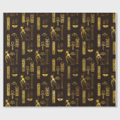 Egyptisch decoratief patroongoud op bruin cadeaupapier (Vlak)