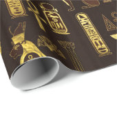 Egyptisch decoratief patroongoud op bruin cadeaupapier (Rol Hoek)