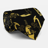 Egyptisch Decoratief Patroongoud op zwart Stropdas (Opgerold)
