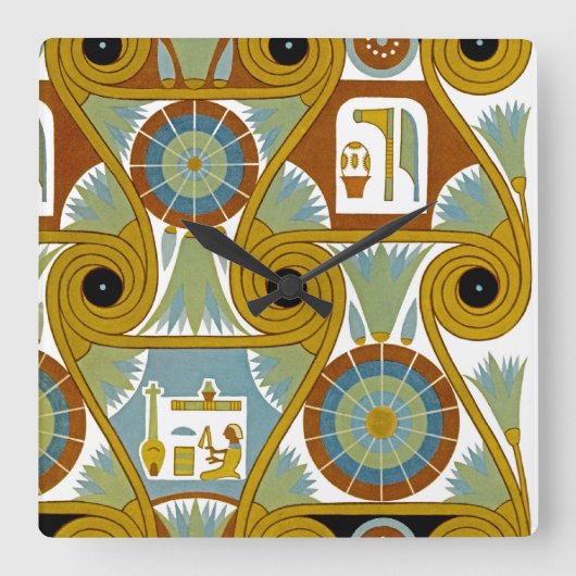 Egyptisch design #1 op Emporio Moffa Vierkante Klok (Voorkant)