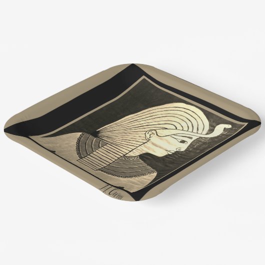 Egyptisch design in zwart en grijs papieren bordje (Gebogen)