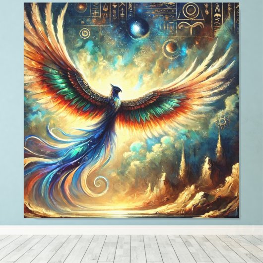 Egyptisch geïnspireerde mythische wezens in Dreams Canvas Afdruk (Insitu (Houten vloer))