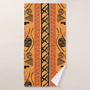 Egyptisch gestreept, tribaal motief. badhanddoek