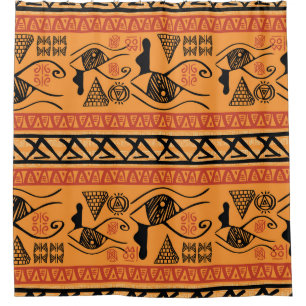 Egyptisch gestreept, tribaal motief. douchegordijn