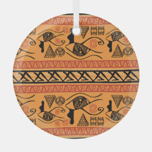 Egyptisch gestreept, tribaal motief. glas ornament