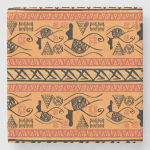 Egyptisch gestreept, tribaal  motief. stenen onderzetter