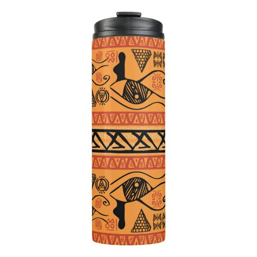 Egyptisch gestreept, tribaal  motief. thermosbeker (Voorkant)