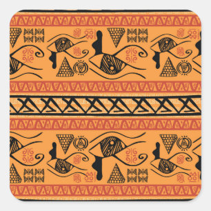 Egyptisch gestreept, tribaal motief. vierkante sticker