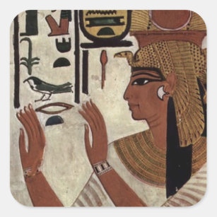 Egyptisch godin hiëroglyphikpatroon vierkante sticker