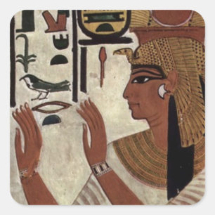 Egyptisch godin hiëroglyphikpatroon vierkante sticker