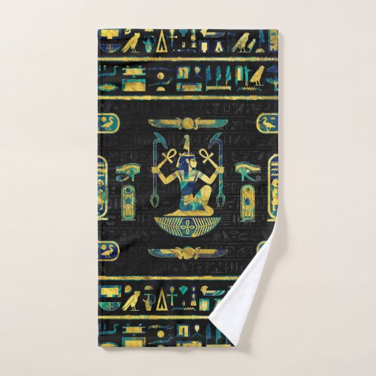 Egyptisch goud- en blauwe marmer-sieraad bad handdoek (Handdoek)