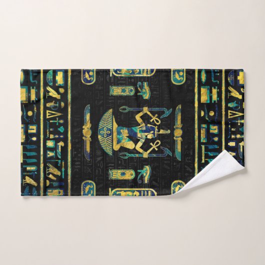 Egyptisch goud- en blauwe marmer-sieraad bad handdoek (Handdoek)
