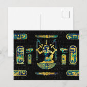 Egyptisch goud- en blauwe marmer-sieraad briefkaart (Voorkant / Achterkant)