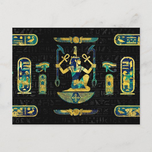 Egyptisch goud- en blauwe marmer-sieraad briefkaart (Voorkant)