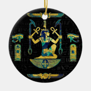 Egyptisch goud- en blauwe marmer-sieraad keramisch ornament