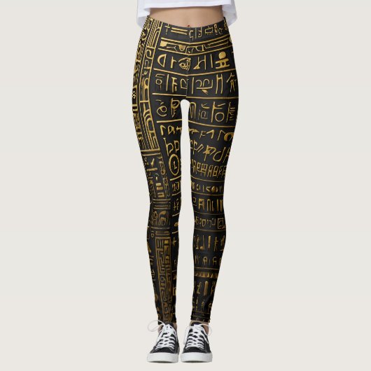 Egyptisch goud hiërogliefen Leggings (Voorkant)