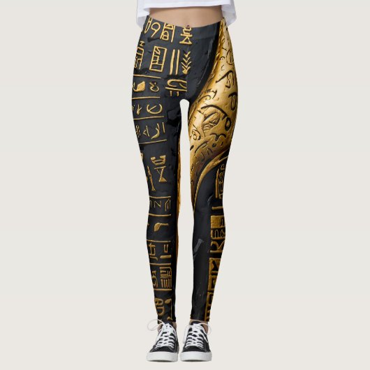 Egyptisch goud hiërogliefen Leggings (Voorkant)