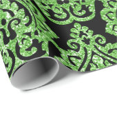 Egyptisch Groen Glitter Ornamental Pattern Cadeaupapier (Rol Hoek)