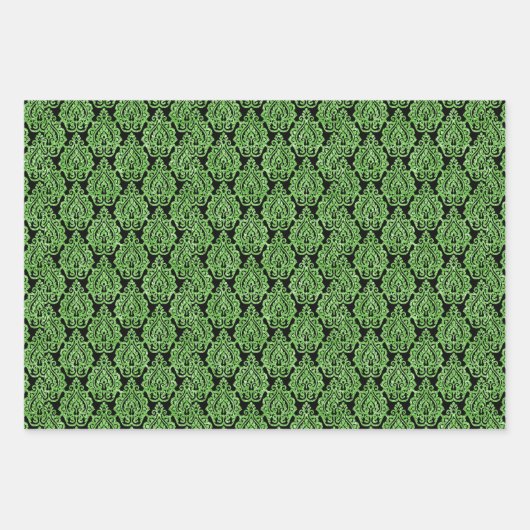  Egyptisch Groen Glitter Ornamental Pattern Inpakpapier Vel (Voorkant 3)