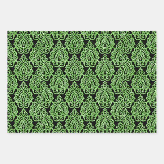  Egyptisch Groen Glitter Ornamental Pattern Inpakpapier Vel (Voorkant 2)