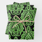  Egyptisch Groen Glitter Ornamental Pattern Inpakpapier Vel (In situ)