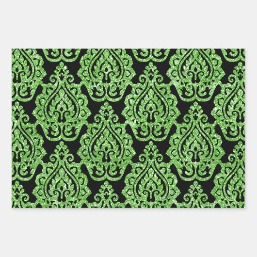  Egyptisch Groen Glitter Ornamental Pattern Inpakpapier Vel (Voorkant)