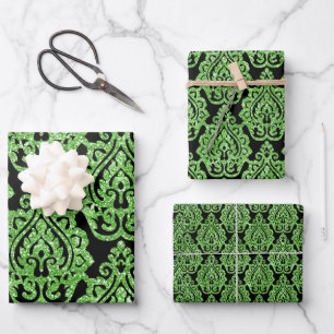  Egyptisch Groen Glitter Ornamental Pattern Inpakpapier Vel