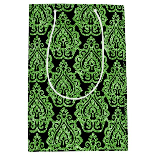  Egyptisch Groen Glitter Ornamental Pattern Medium Cadeauzakje (Voorkant)