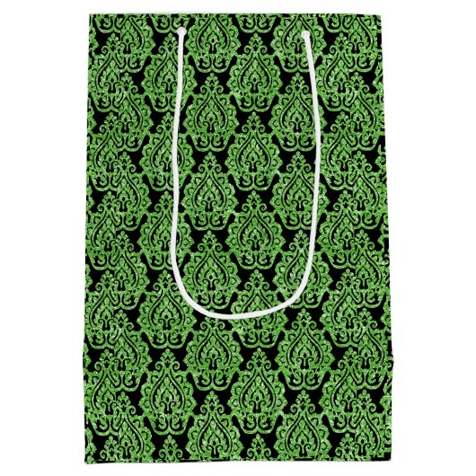  Egyptisch Groen Glitter Ornamental Pattern Medium Cadeauzakje (Achterkant)