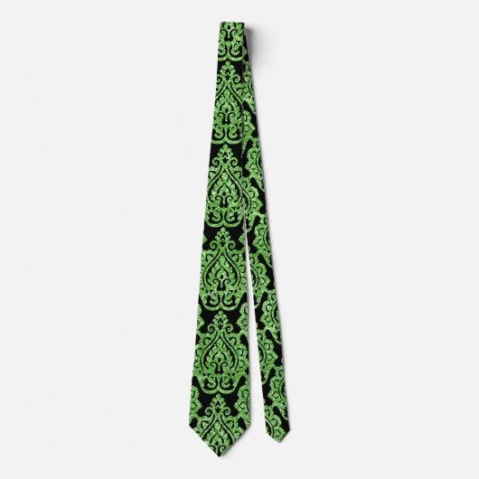 Egyptisch Groen Glitter Ornamental Pattern Stropdas (Voorkant)