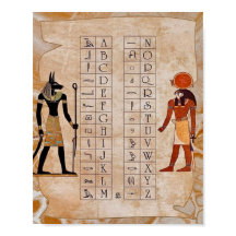 Egyptisch hiëroglief alfabet kaart Oude poster