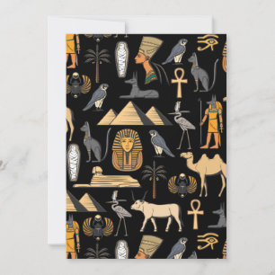 Egyptisch hiëroglief Symbool Patroon Achtergrond Feestdagenkaart
