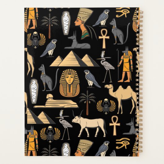 Egyptisch hiëroglief Symbool Patroon Achtergrond Planner (Achterkant)