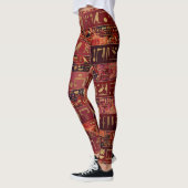 Egyptisch hiërogliefgoud op rode verftextuur leggings (Links)