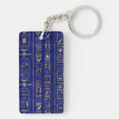 Egyptisch hiërogliefpatroon Gold Lapis Lazuli Sleutelhanger (achterkant)