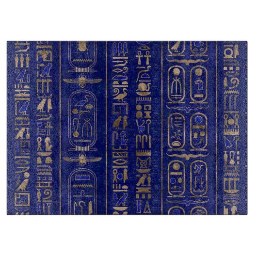 Egyptisch hiërogliefpatroon Gold Lapis Lazuli Snijplank (Voorkant)