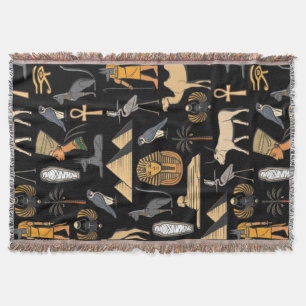 Egyptisch hiërogliefsymboolpatroon achtergrond deken