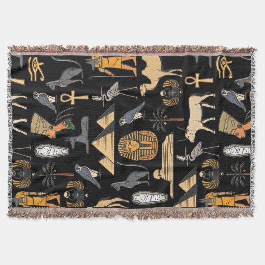 Egyptisch hiërogliefsymboolpatroon achtergrond deken (Voorkant)
