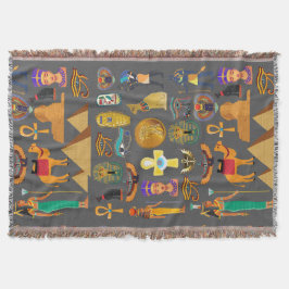 Egyptisch hiërogliefsymboolpatroon farao      deken